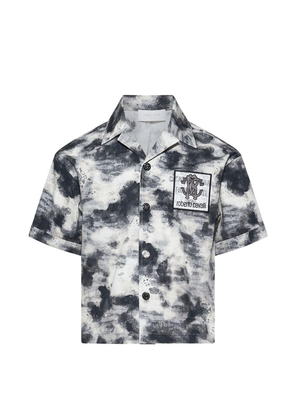 Camicia con stampa effetto tie-dye CBP26044CA CAMOUGRA ROBERTO CAVALLI  JUNIOR 