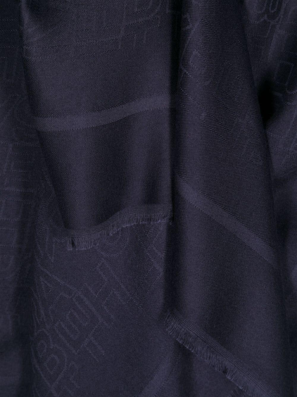 Pashmina quadrata blu logo all-over