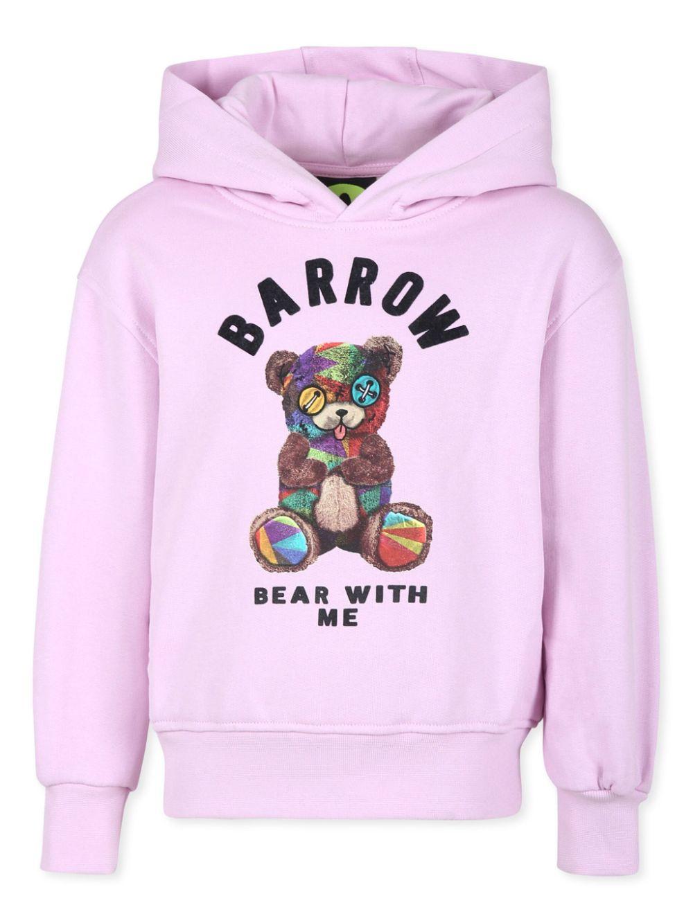 Felpa Rosa con Cappuccio e Stampa F4BKJUHS059 BW014 BARROW KIDS 