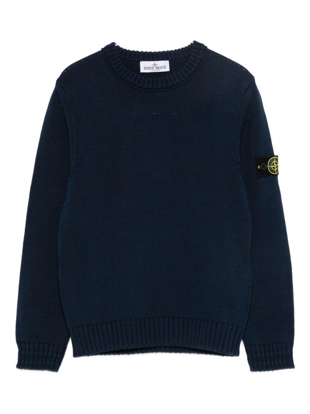 Maglione blu navy con applicazione Compass 165100019S01A2 V0020 STONE ISLAND KIDS 