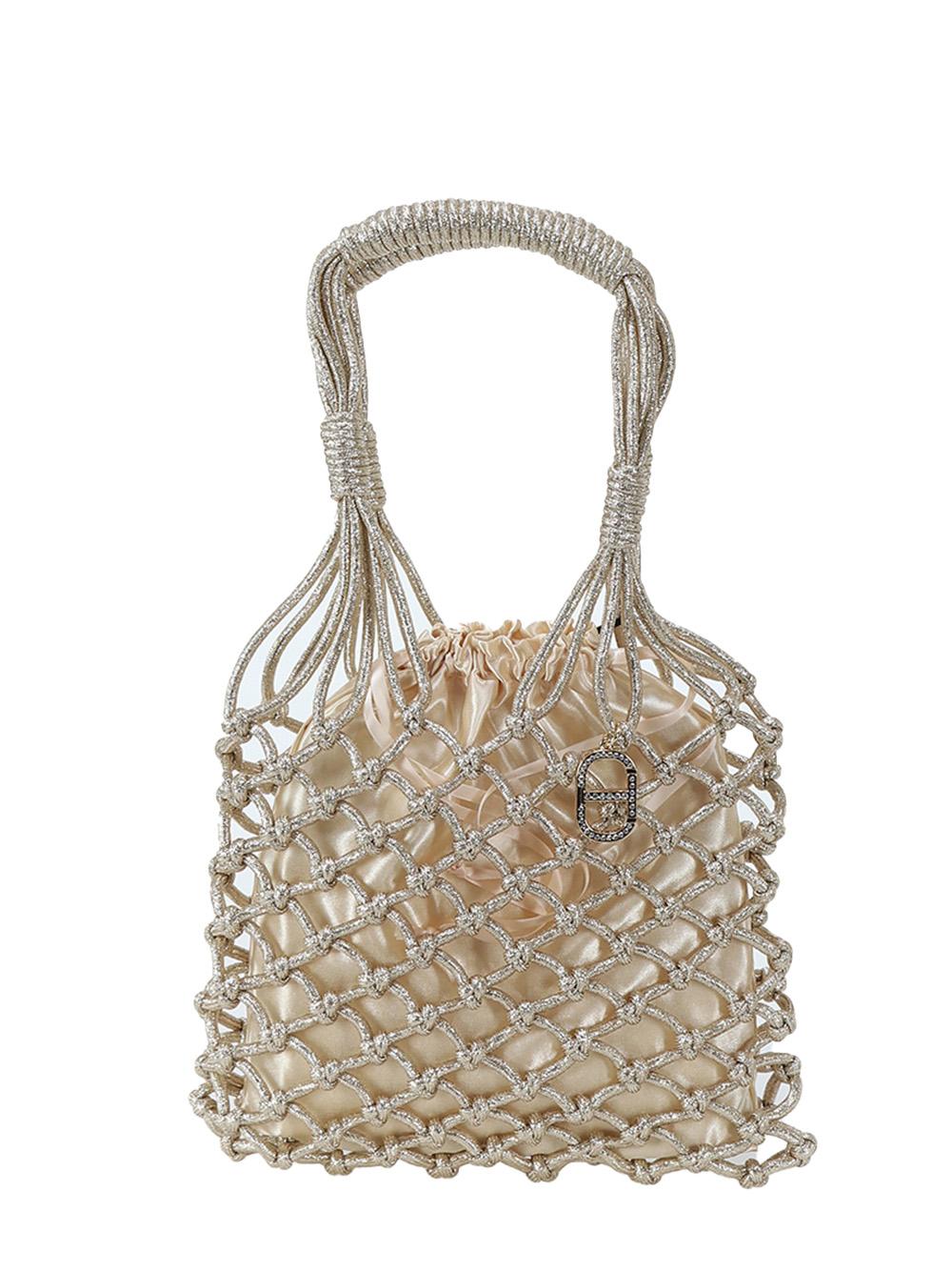Borsa a sacco in rete oro lurex