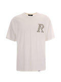 T-shirt in cotone con ricamo lettera