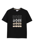 T-shirt nera con logo ripetuto