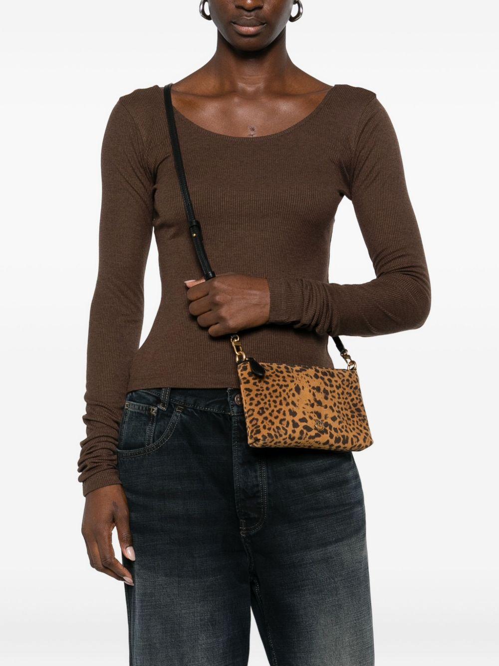 Clutch marrone in pelle scamosciata con tracolla 104277A32A M35Q PINKO 