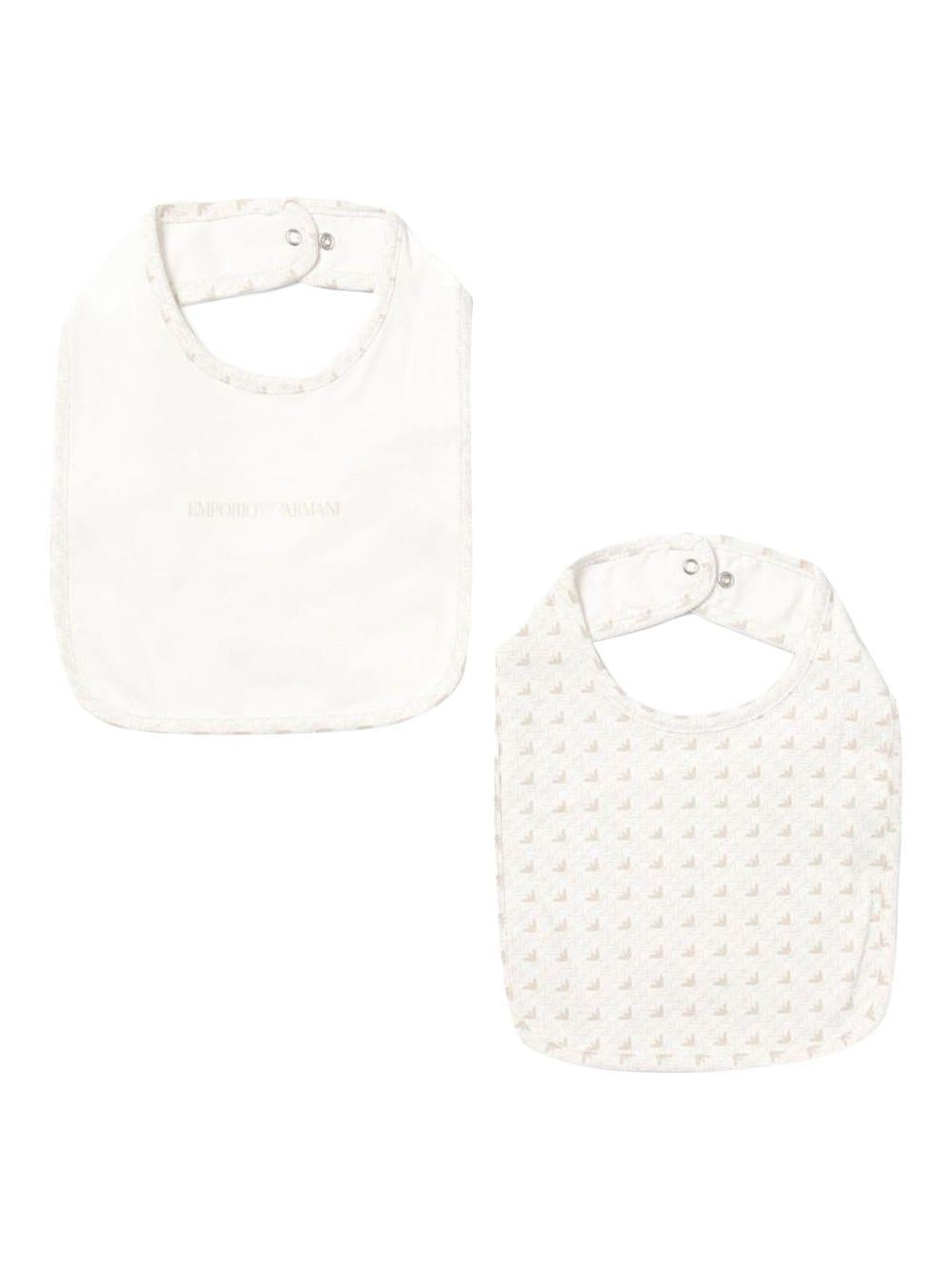 Set bavette beige logate (2pz) EY000007AF10913 F1014 EMPORIO ARMANI KIDS 