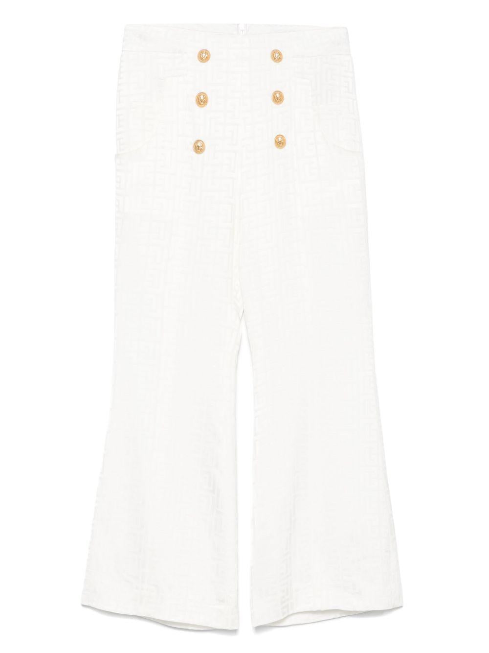 Pantalone avorio logo monogram all-over