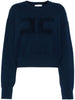 Felpa cropped blu logo monogram ricamo