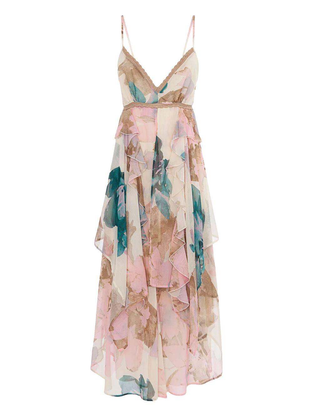Abito midi multicolor stampa floreale