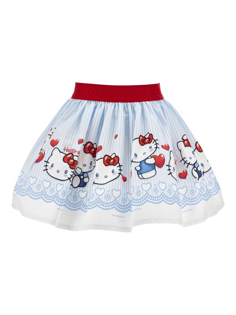 Gonna con stampa Hello Kitty e balza ricamata 11G7047606 9958 MONNALISA KIDS 