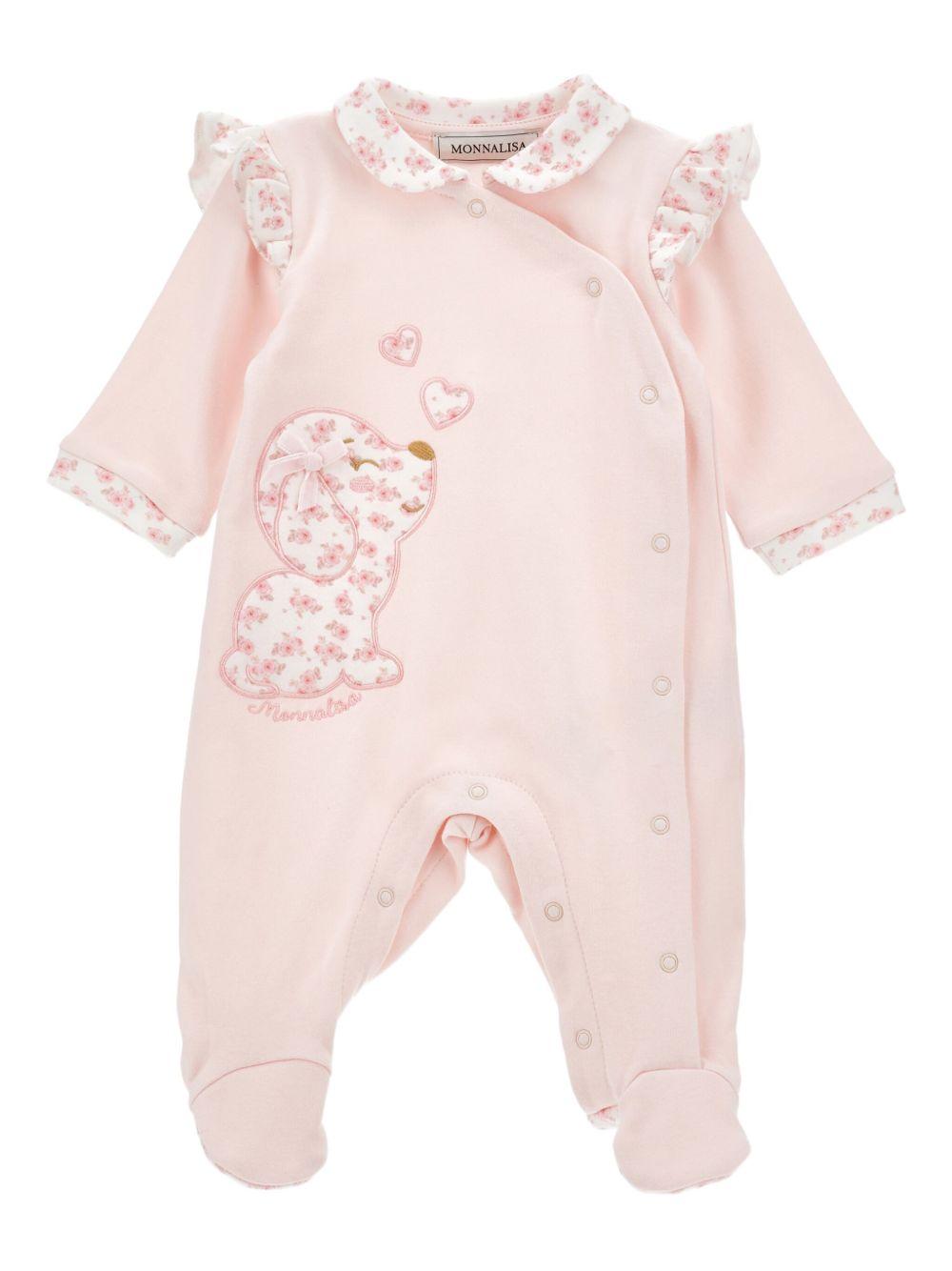 Tutina Rosa Pastello a Fiori con Ruches e Piedini 35F200NP6002 091C MONNALISA KIDS 