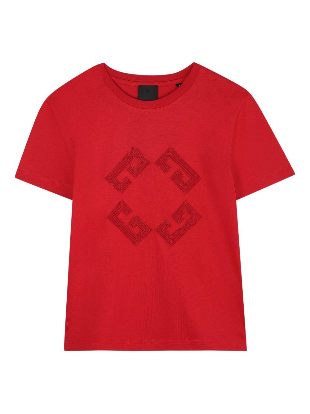 T-shirt in Cotone Biologico con Logo Frontale H30967 95H GIVENCHY KIDS 