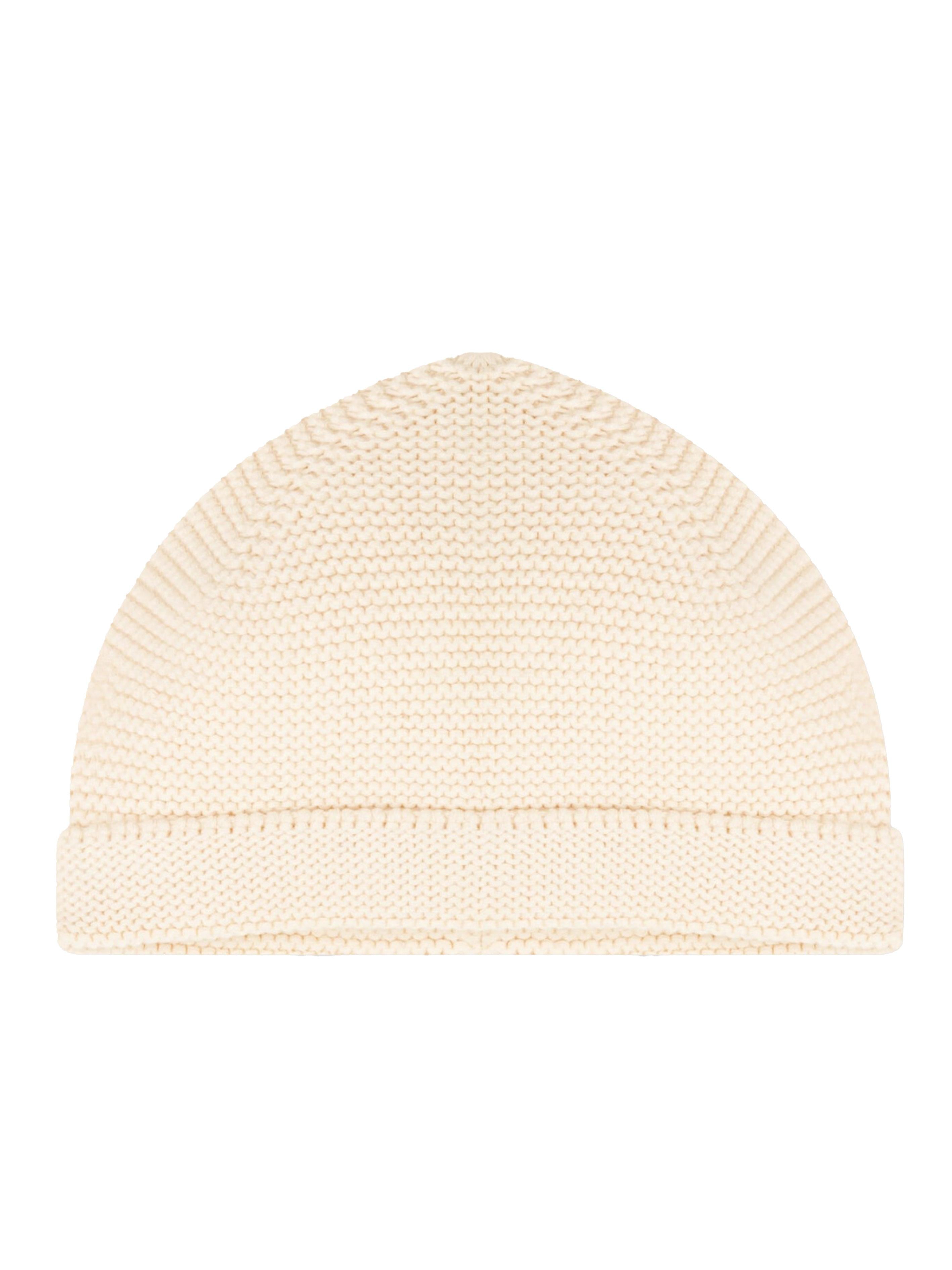 Cappellino beige in maglia a punto leggero
