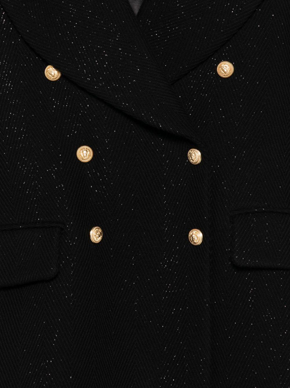 Cappotto Nero Doppiopetto con Glitter BX2B80Q0088 930OR BALMAIN KIDS 