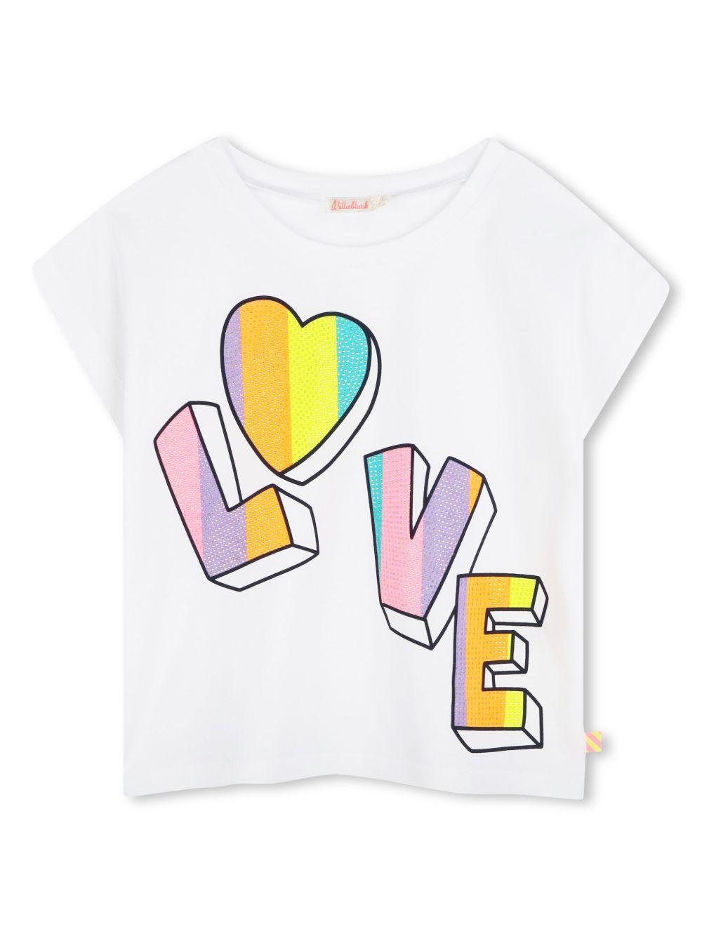 T-shirt bianca love multicolor