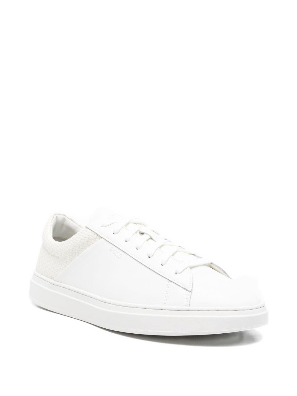 Sneakers in pelle con pannello intrecciato 50563591 100 BOSS 