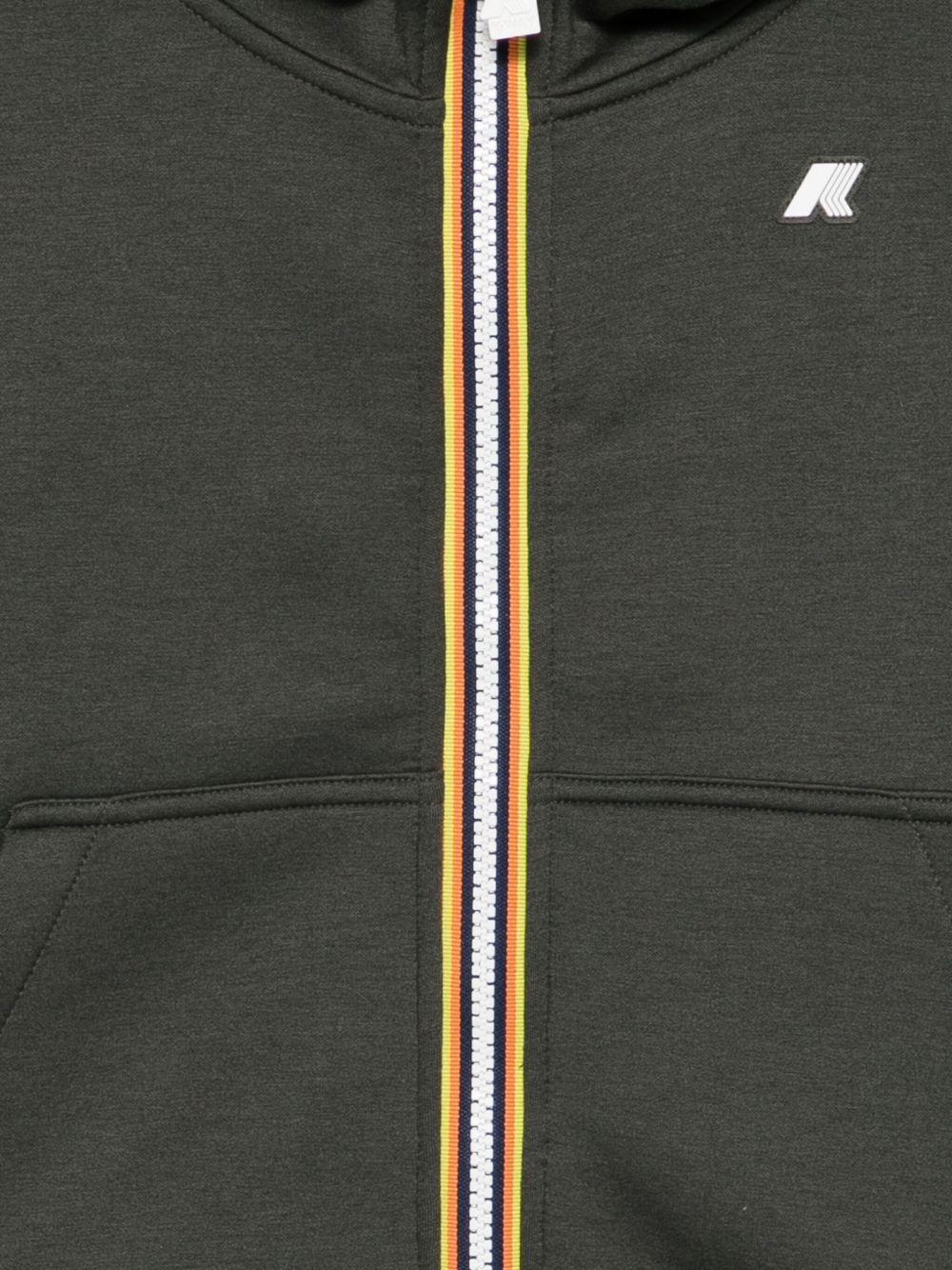 Felpa con cappuccio verde con zip K2124RW WMR K-WAY KIDS 