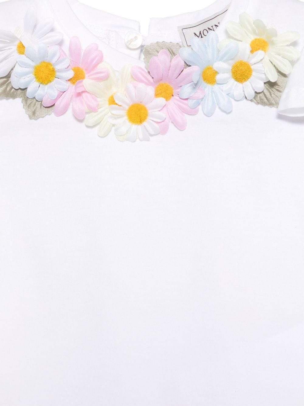 T-shirt bianca neonata con margherite
