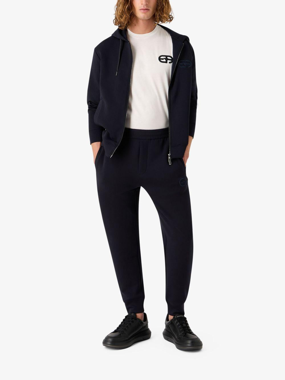 T-shirt bianca con logo ricamato e collo a giro 8N1TF51JUVZ 0101 EMPORIO ARMANI 