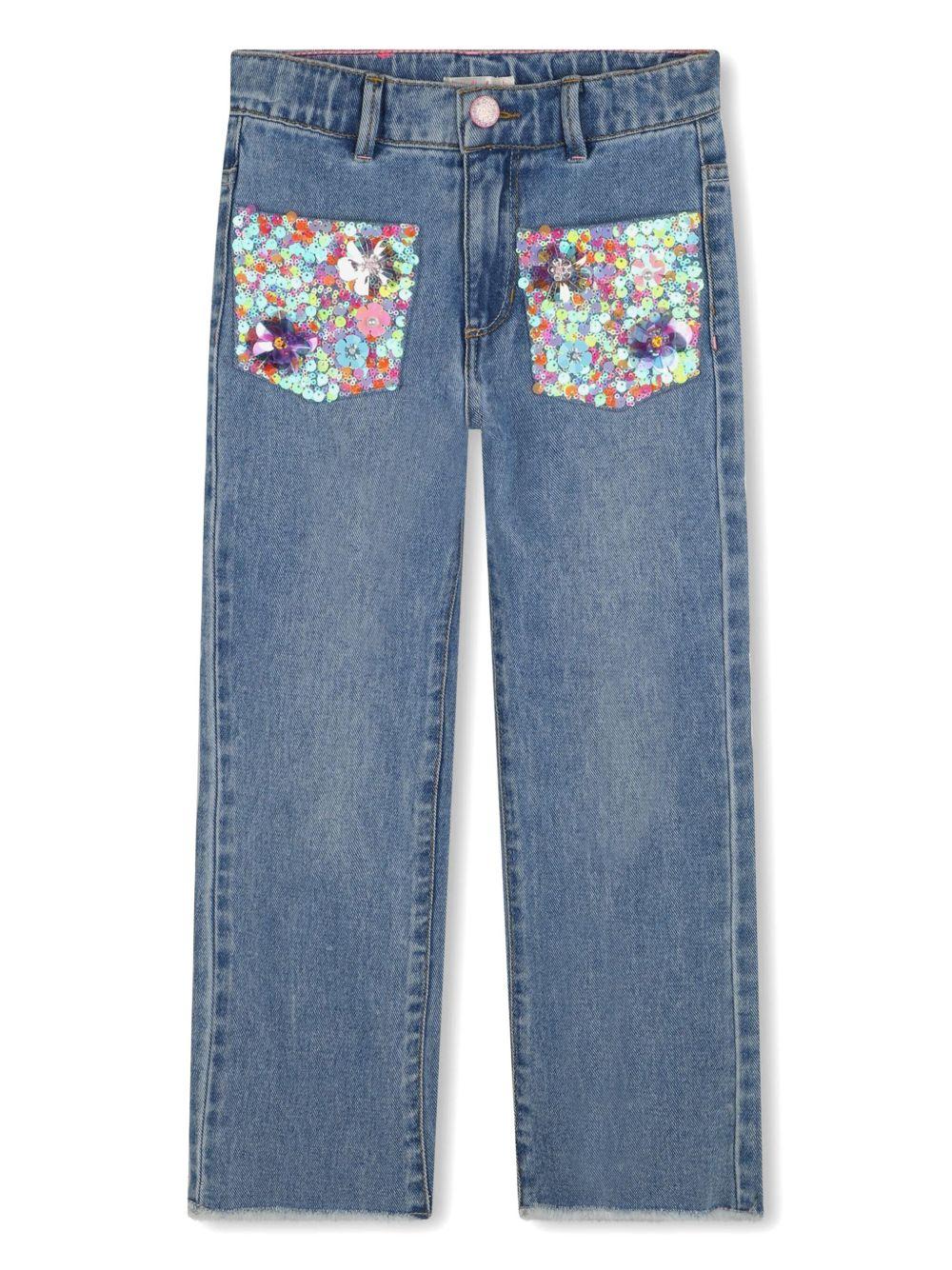 Jeans con tasche in paillettes