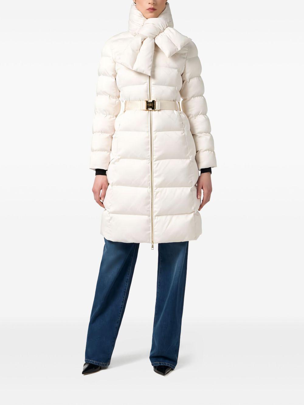 Cappotto Latte Effetto Jacquard con Cintura PI84D56E2 DZ9 ELISABETTA FRANCHI 