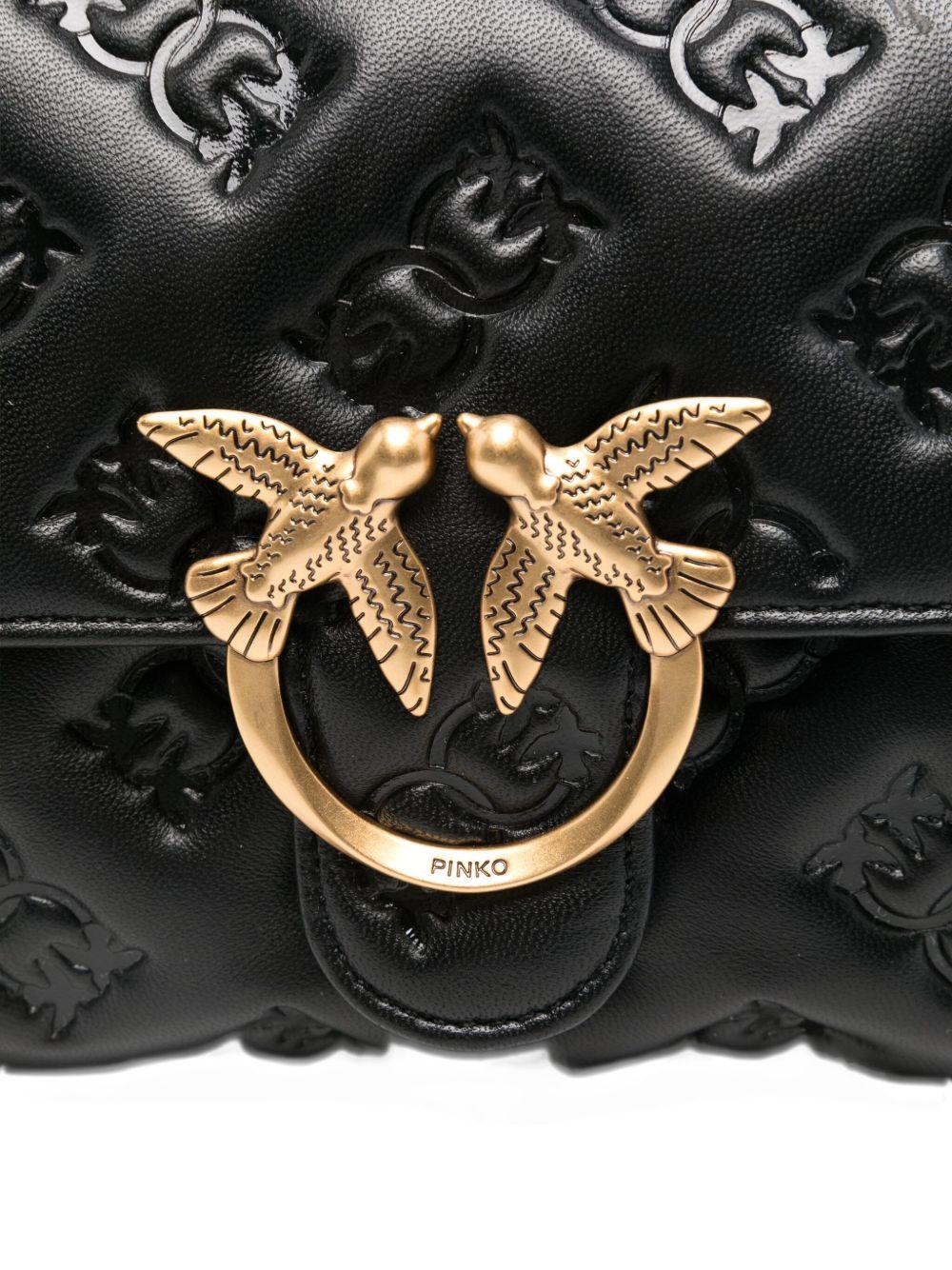 Borsa tote nera mini con motivo goffrato e tracolla rimovibile 100044A2JX Z99Q PINKO 