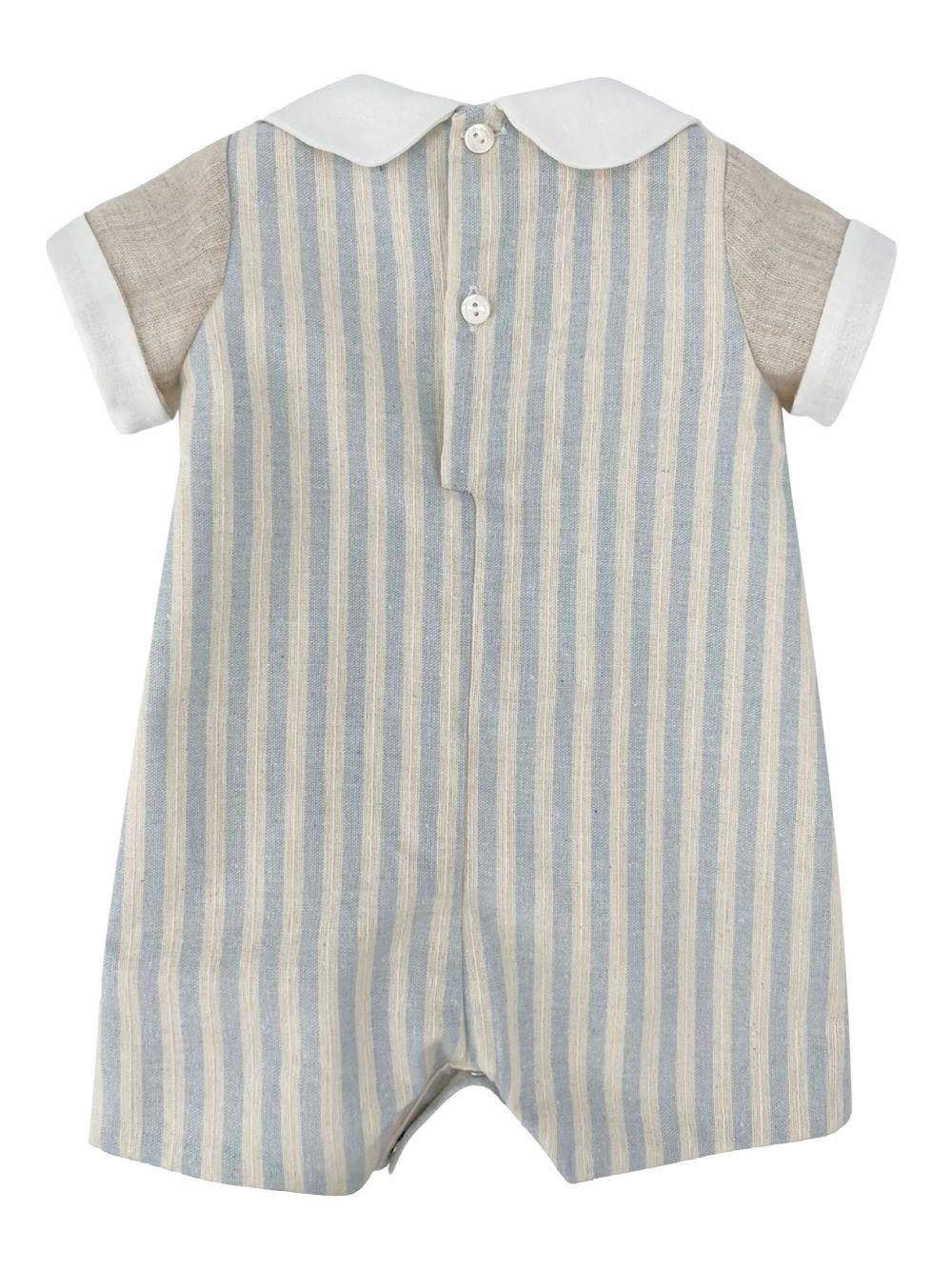 Pagliacetto neonato a righe verticali beige/celeste lino TBPG59 R38 LA STUPENDERIA KIDS 