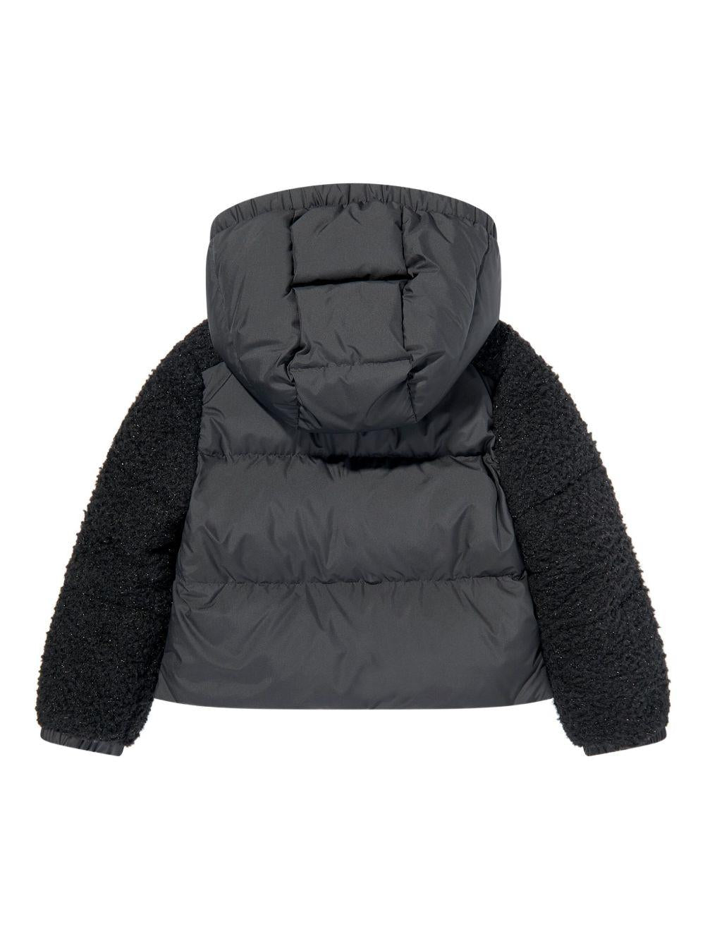 Giacca nera trapuntata con cappuccio K29541A0009389B68 999 MONCLER KIDS 
