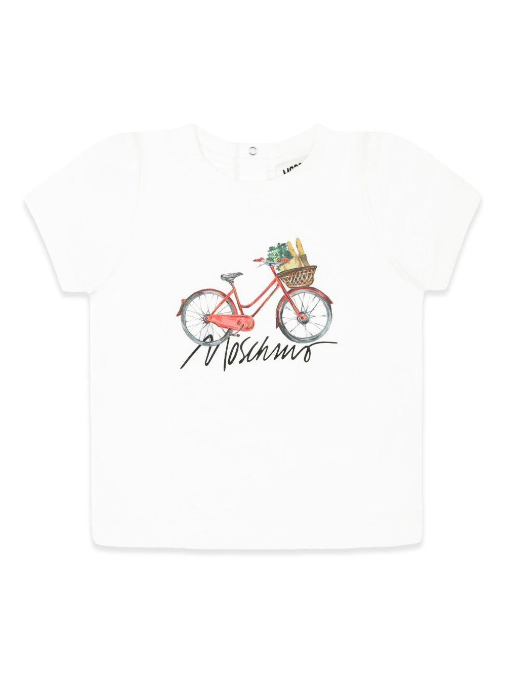 T-shirt bianca stampa logo frontale neonato