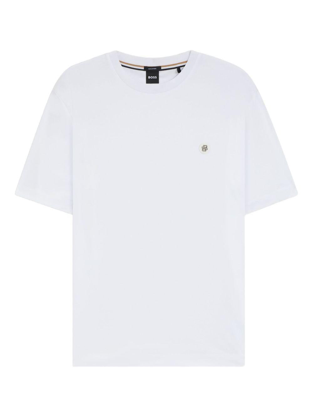 T-shirt Bianca in Cotone Mercerizzato 50520298 103 BOSS 