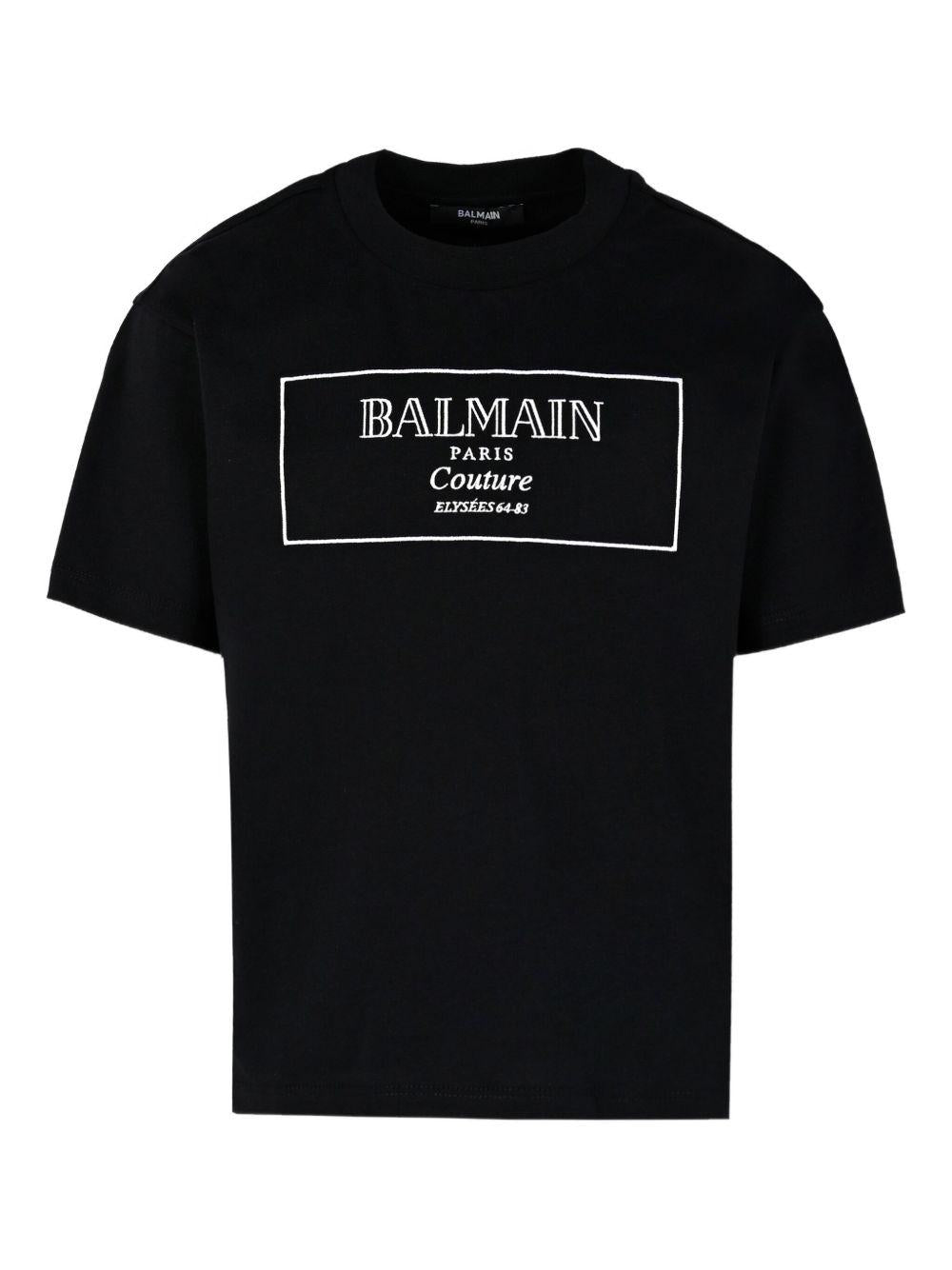 T-shirt Nera con Logo BX8P51Z3186 930BC BALMAIN KIDS 