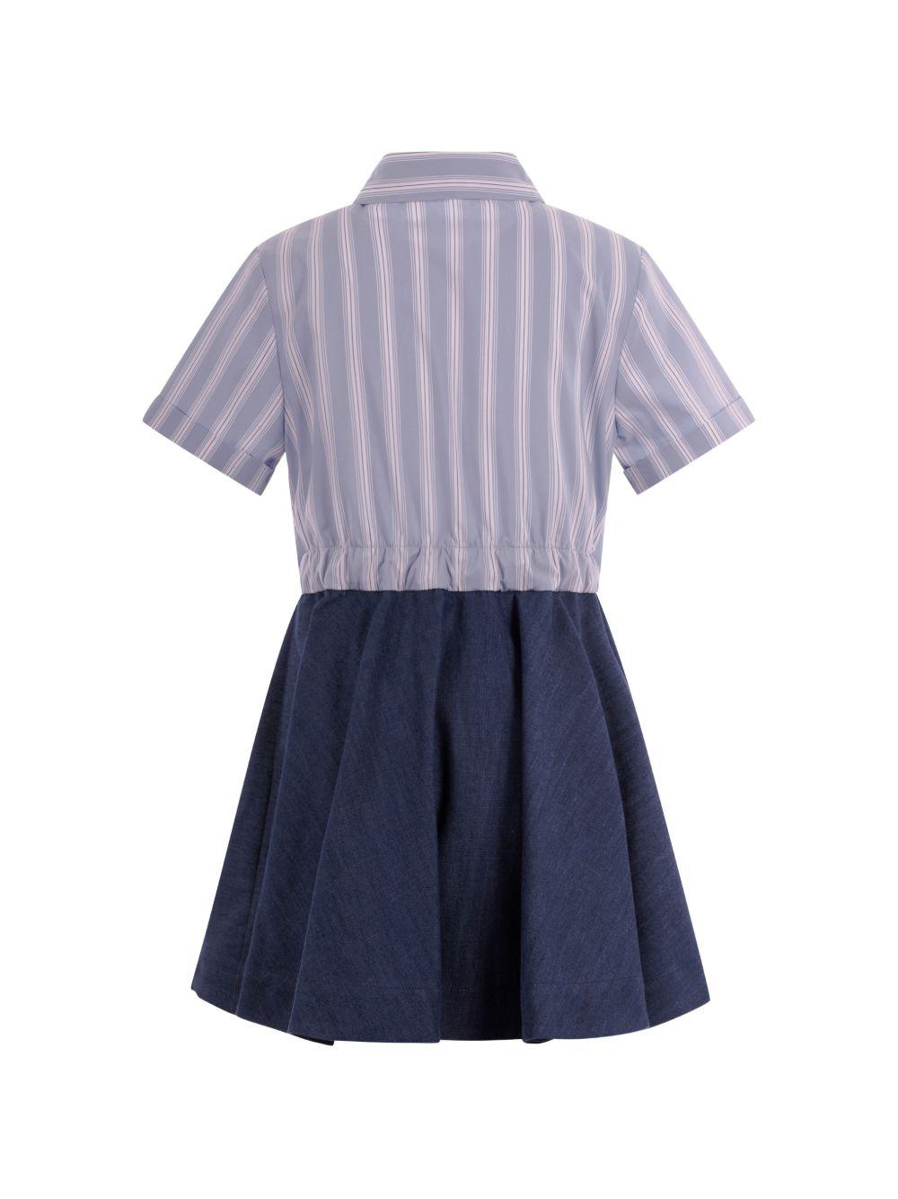 Abito con camicia a righe e gonna denim BY1C71P0588 625BC BALMAIN KIDS 