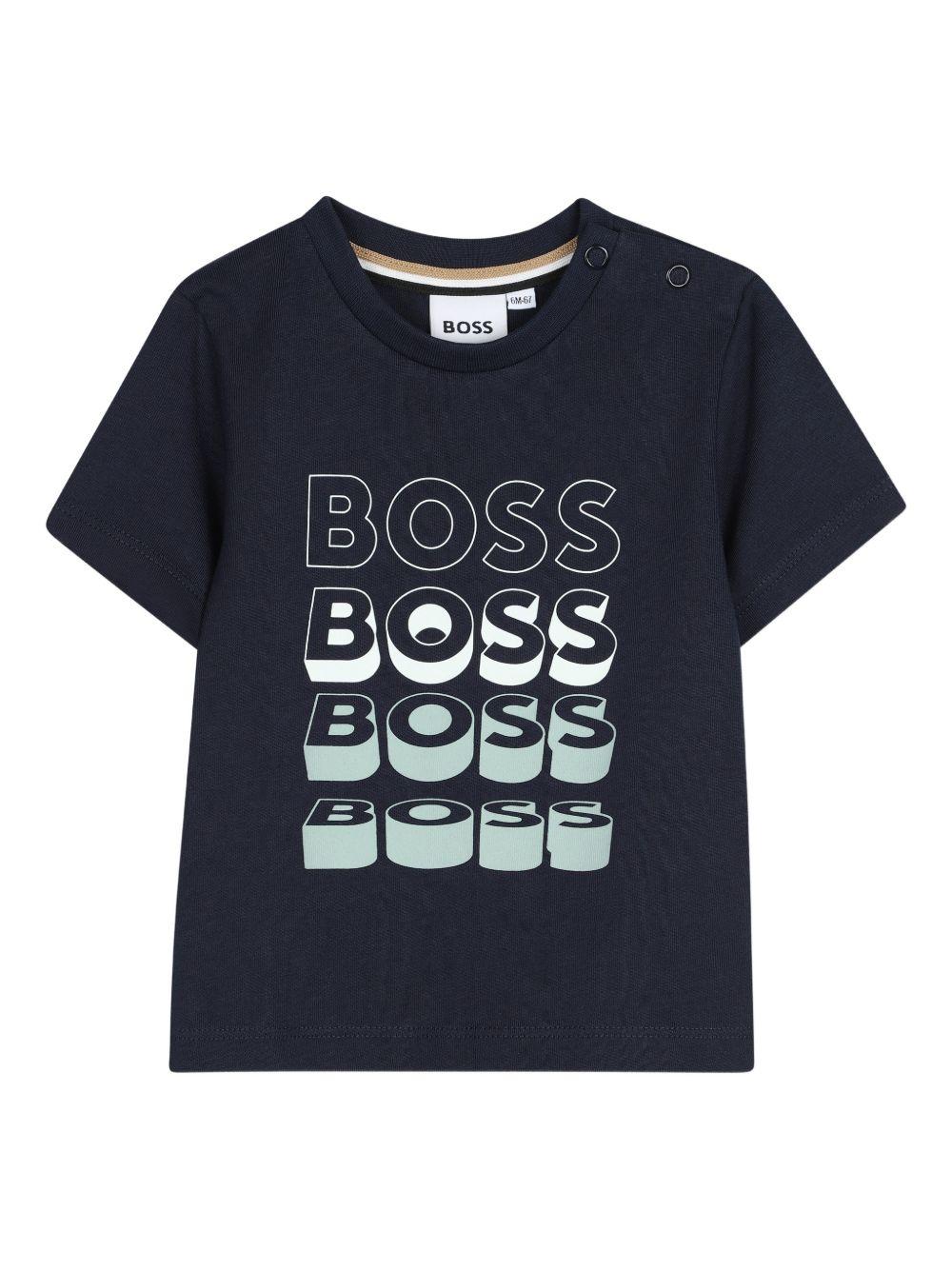 T-shirt con stampa logo J52889 849 BOSS KIDSWEAR 