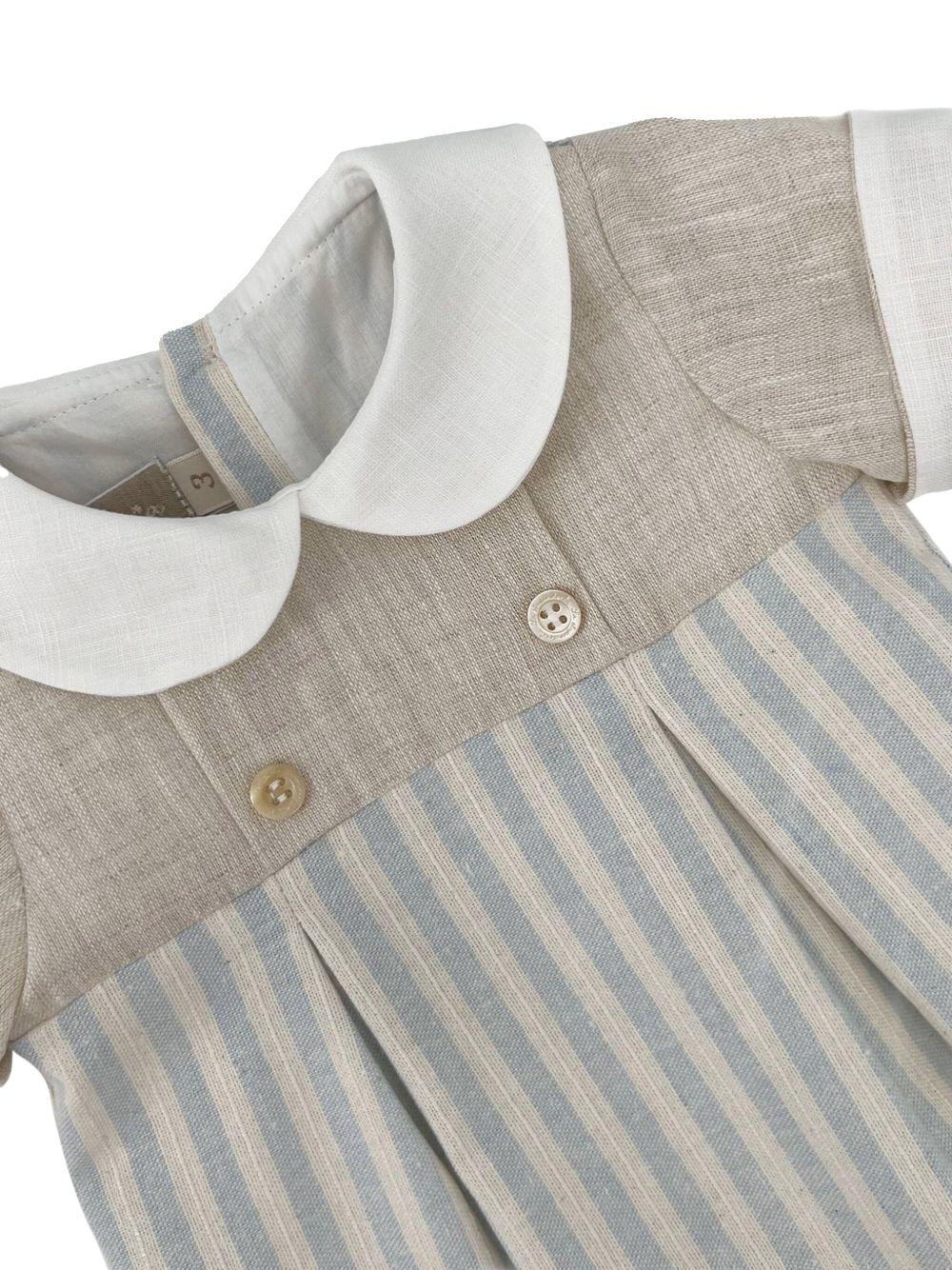 Pagliacetto neonato a righe verticali beige/celeste lino TBPG59 R38 LA STUPENDERIA KIDS 