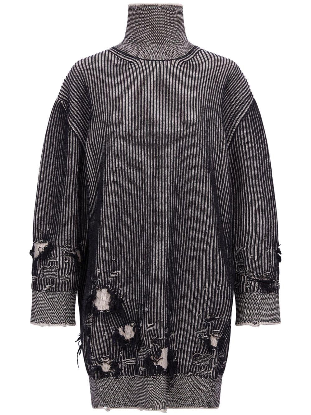 Abito a coste dettagli con strappi lana S62DA0031M13076 961 MM6 MAISON MARGIELA 