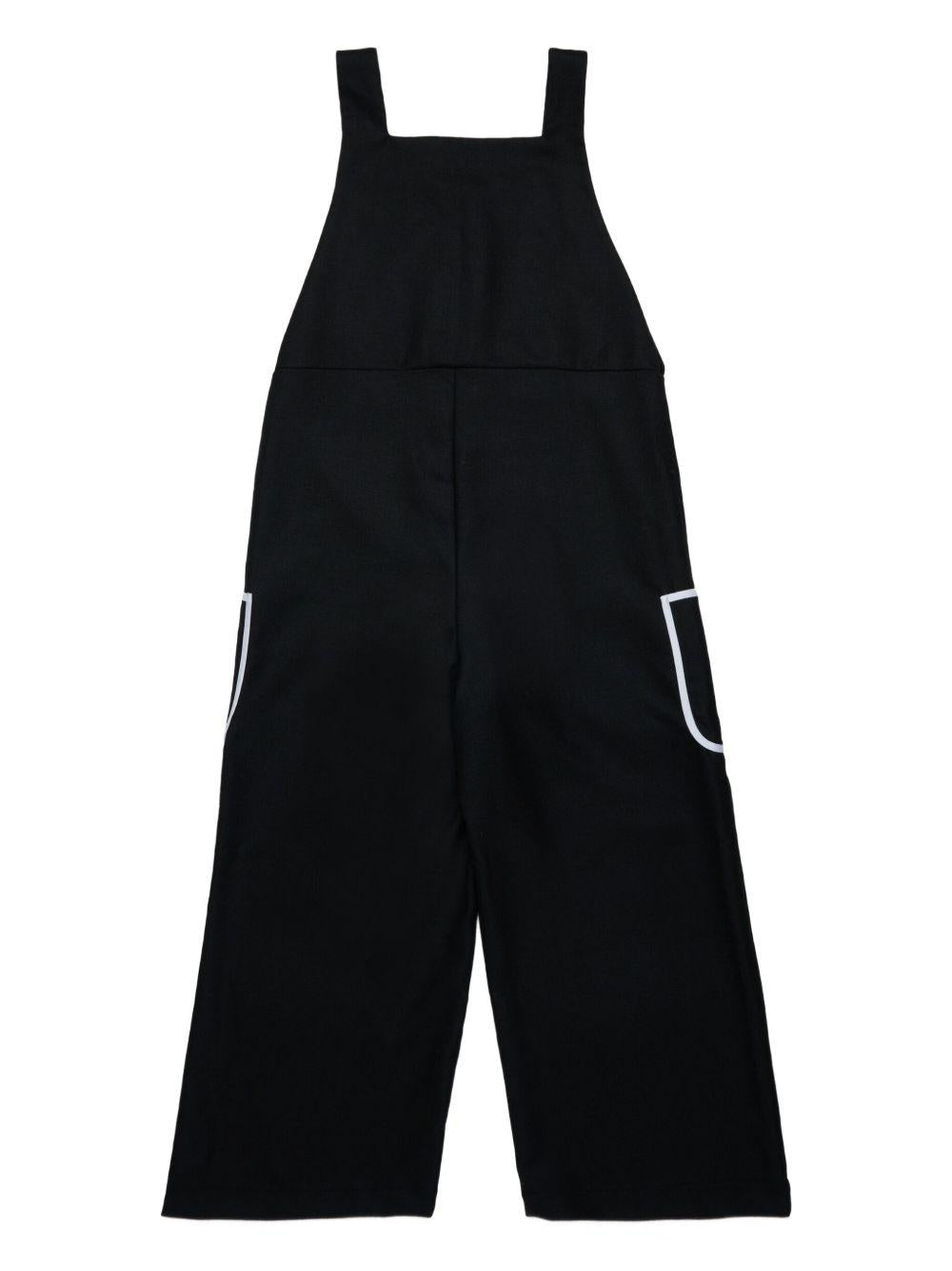 Tuta nera ricamata con mezza zip M01490M00W3 0M900 MARNI KIDS 