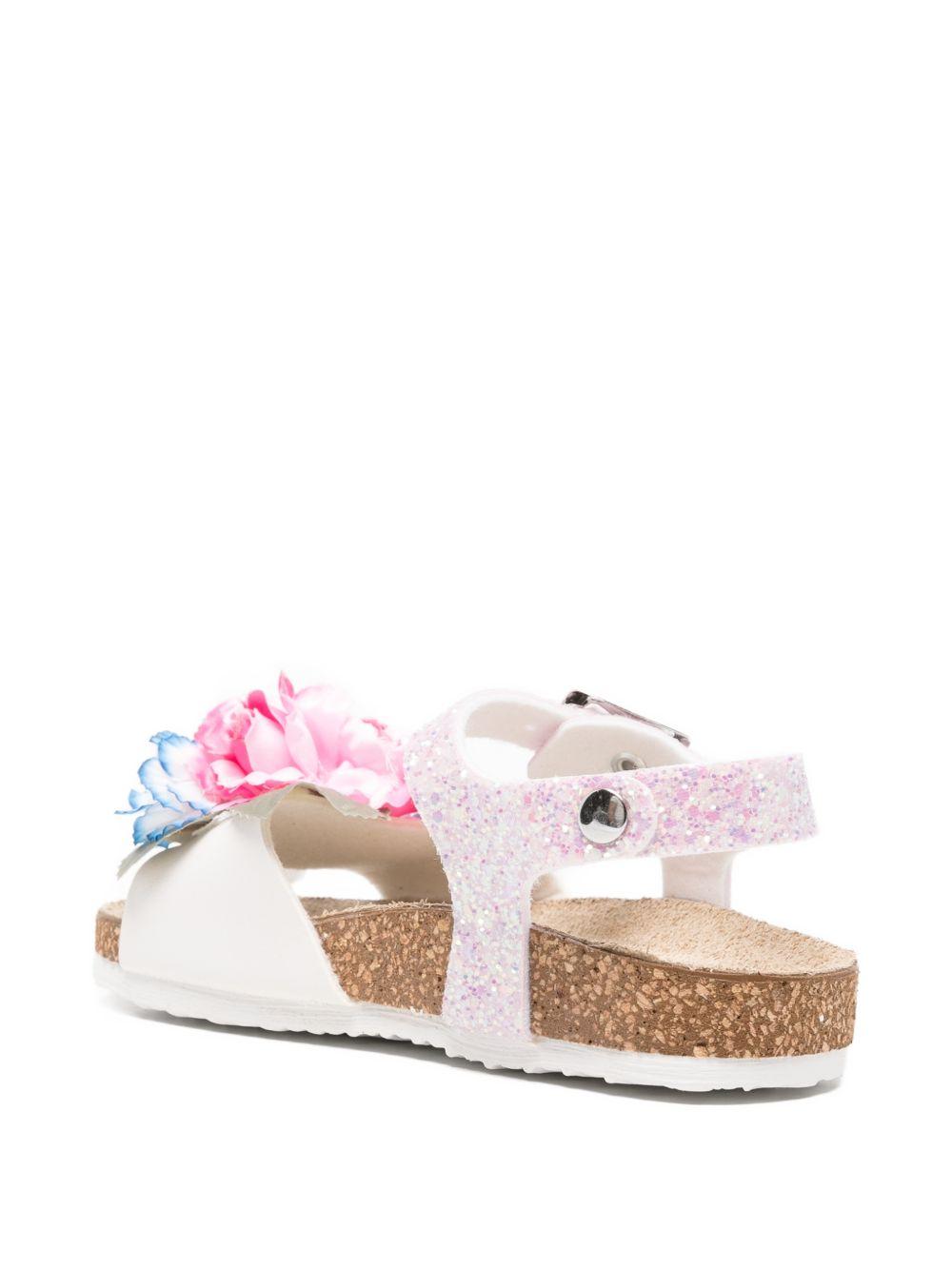 Sandali con fibbia e applicazioni floreali 83G0017708 9990 MONNALISA KIDS 
