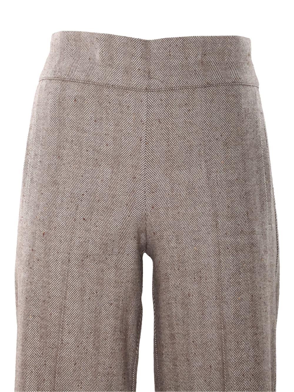 Pantaloni Marroni a Spina di Pesce con Risvolto 59784 7NOCC D.EXTERIOR 