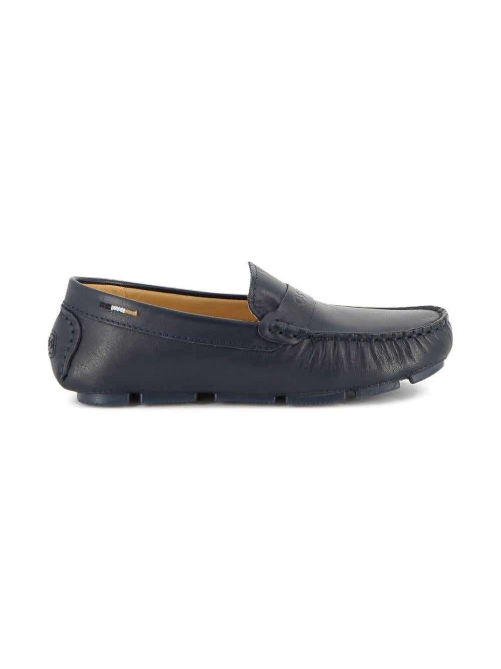 Mocassini in pelle con penny bar J52808 862 BOSS KIDSWEAR 