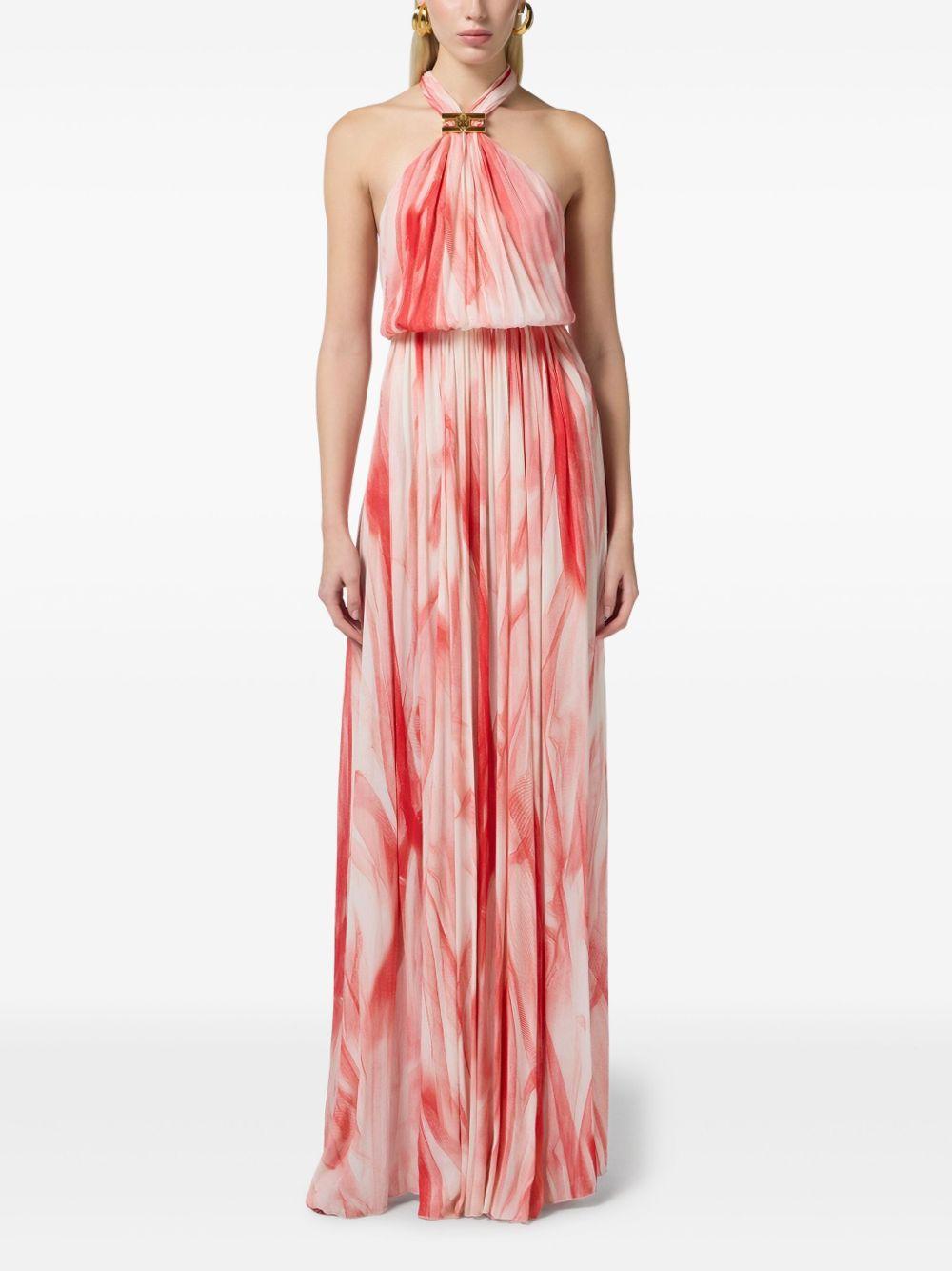 Abito Red Carpet in viscosa con stampa tulle rosso