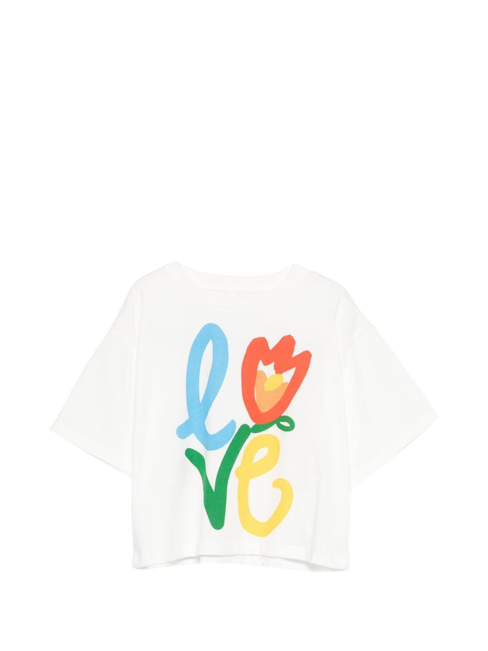 T-shirt in cotone con stampa Love TY8B21Z0434 101 STELLA MCCARTNEY KIDS 
