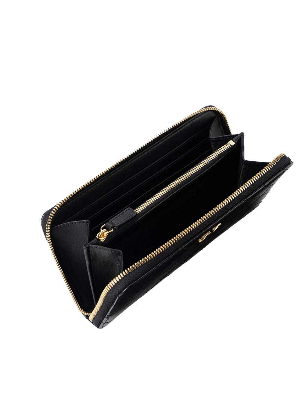 Portafoglio con zip e logo nero