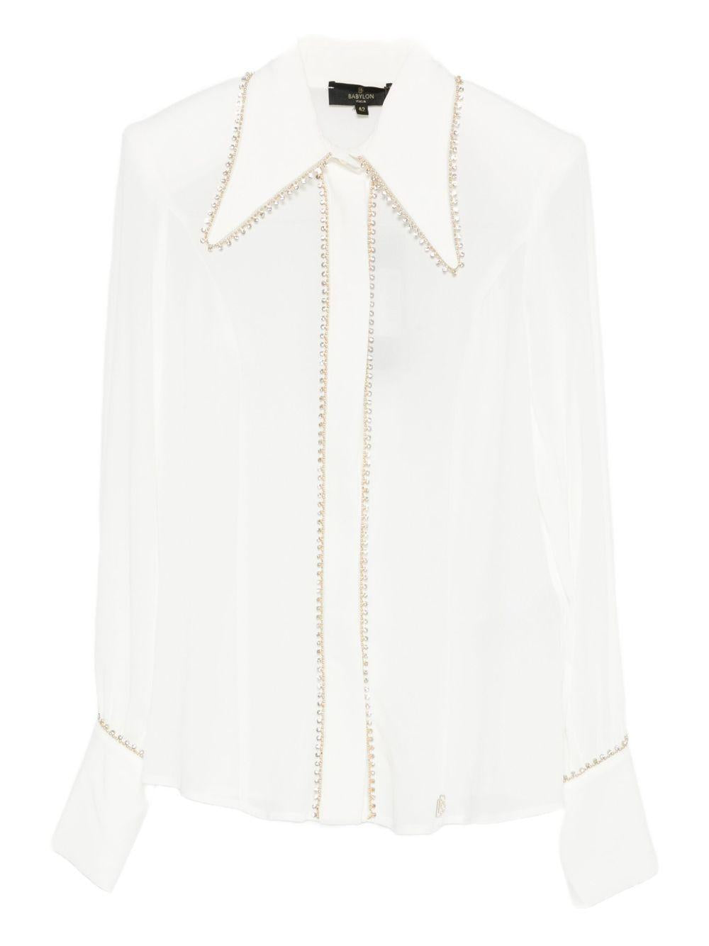 Camicia con Colletto Decorato S00300 BIANCO BABYLON COLLECTION 