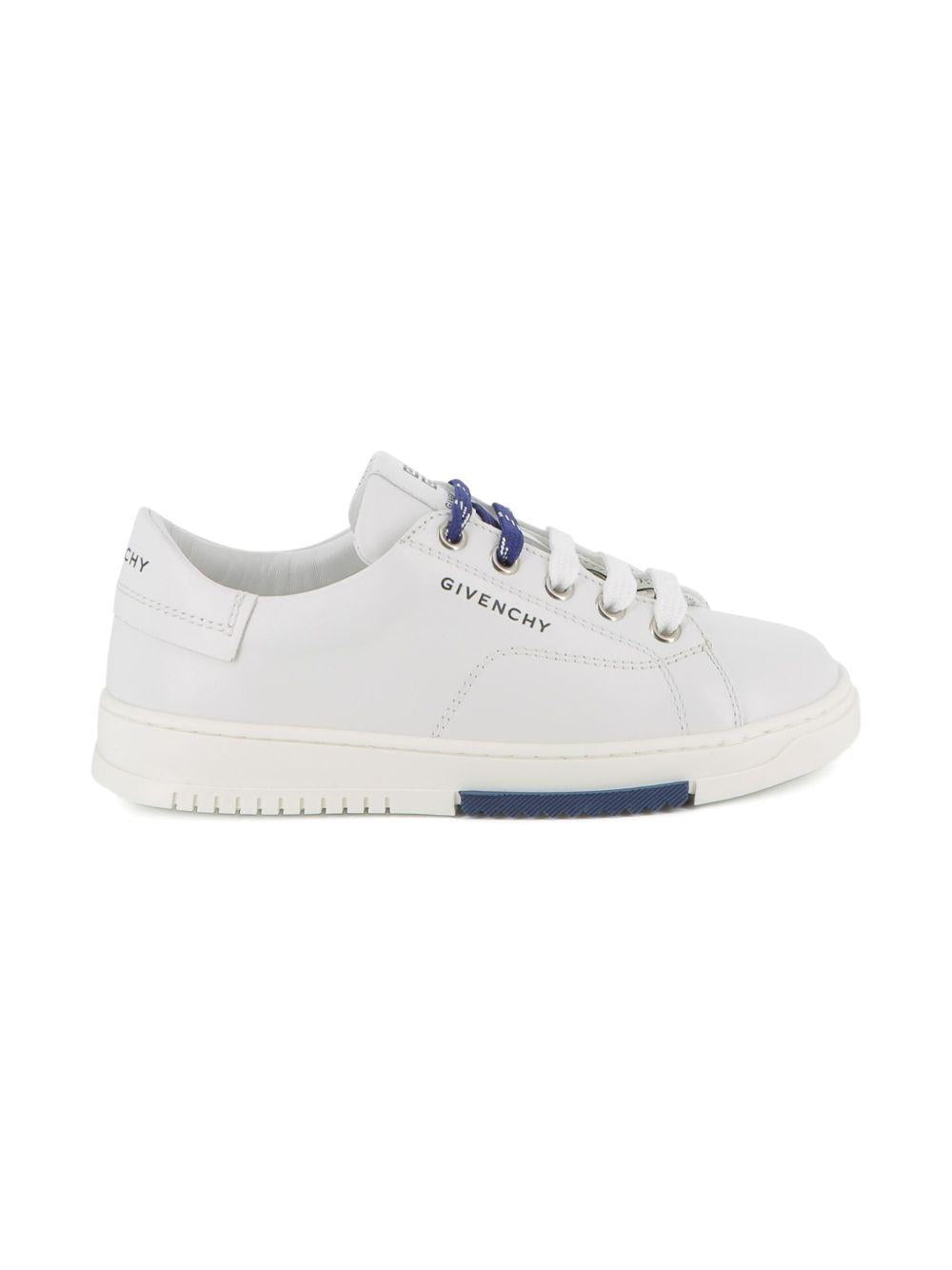 Sneakers in Pelle con Logo Goffrato e Lacci a Contrasto H31042 10P GIVENCHY KIDS 