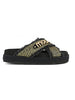 Criss-cross rope raffia sandal rafia metal e nero