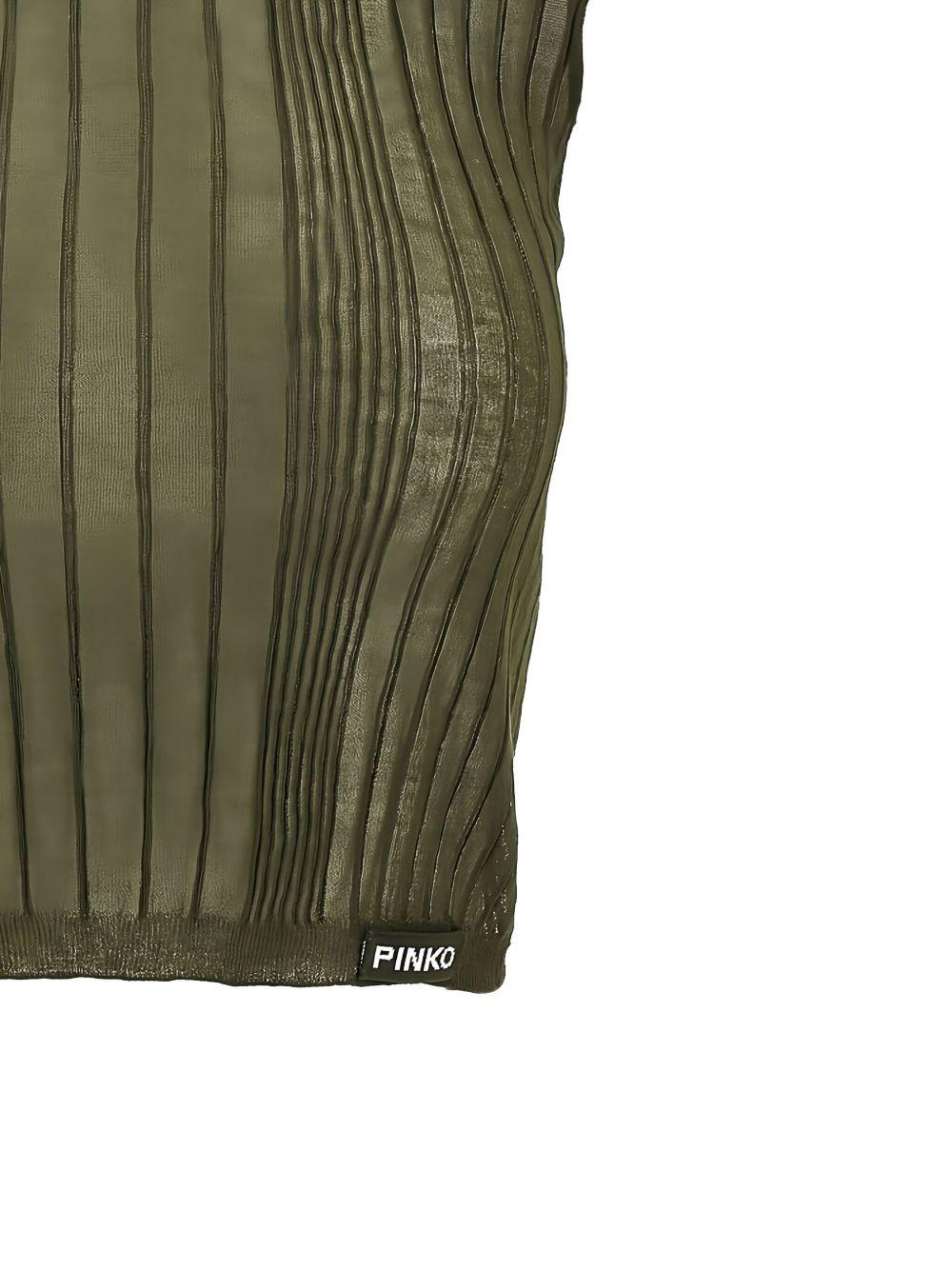T-shirt Tambora verde militare con ricami a coste