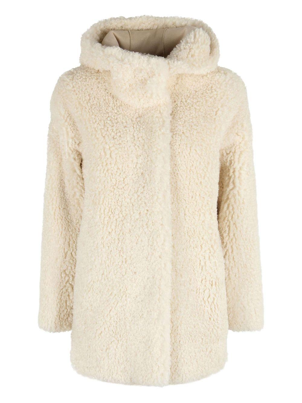 Cappotto crema con cappuccio e bottoni W25571 32 RRD 