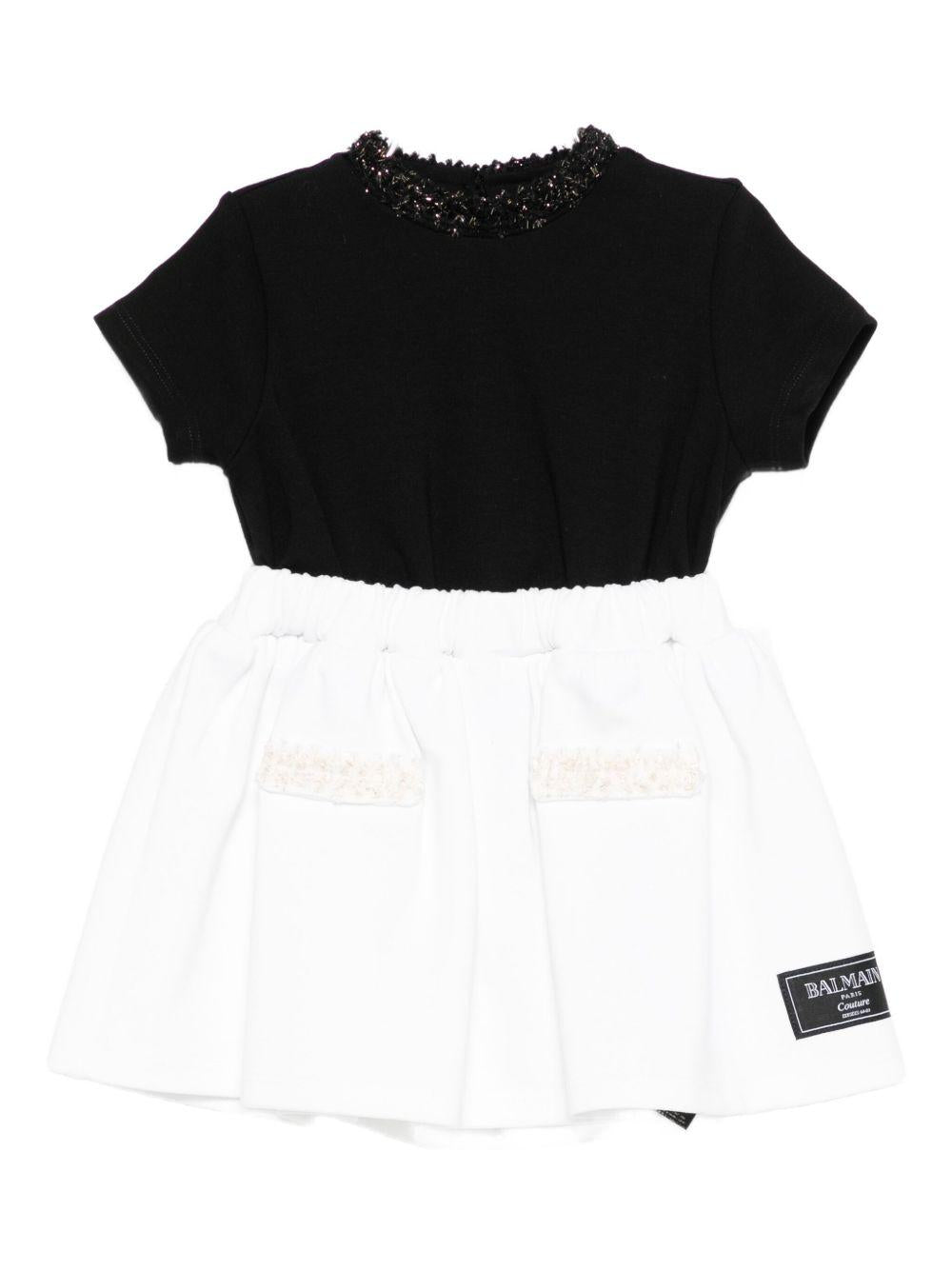 Abito con Colletto Decorato e Perline BX1111J0371 930BC BALMAIN KIDS 