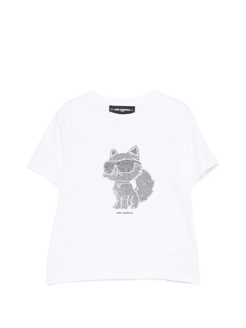 T-shirt in cotone con stampa Choupette Z31153 10P KARL LAGERFELD KIDS 