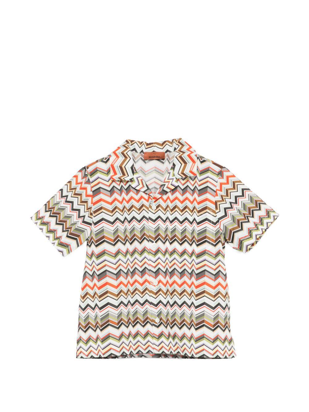 Camicia a maniche corte con stampa chevron MY5P31P0606 997 MISSONI KIDS 