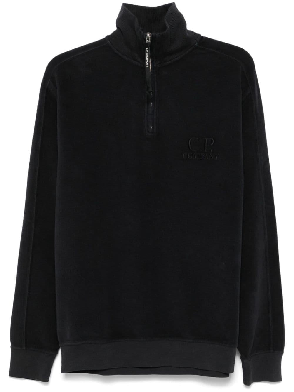 Felpa collo alto nera logo ricamo